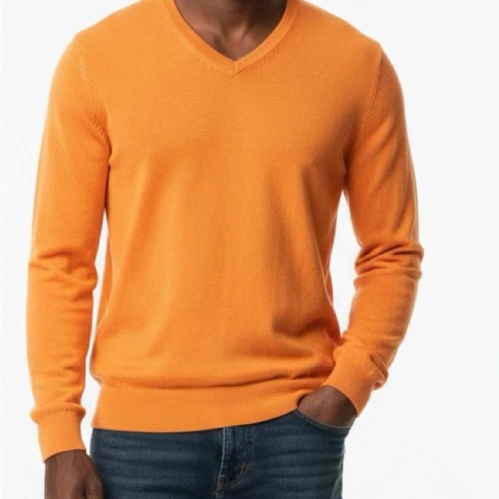 Peter Millar Men's Bright Orange V-Neck Sweater